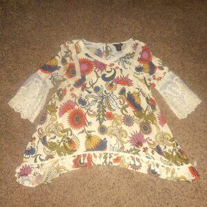 Multiples Boho Lace Floral Blouse Top M